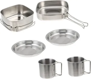 Garneck Camping Cooking Pot 6-Piece Stainless Steel Outdoor Cooking Utensils for Camping Hiking