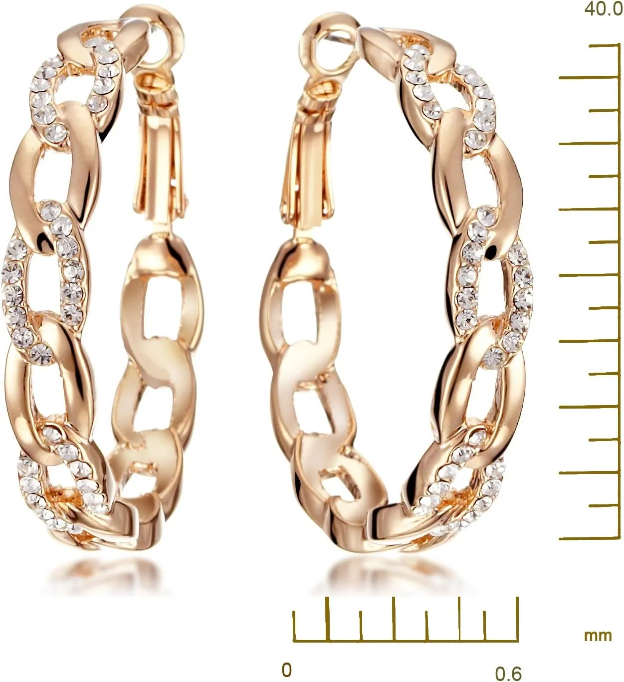 Gemini Women's Jewelry Gold Plated Hoop Pierced Earring for Women Valentine's Day Gifts Gm039Rg 4cm