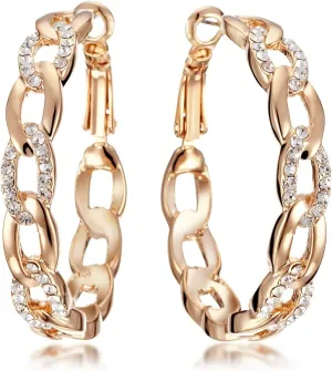 Gemini Women's Jewelry Gold Plated Hoop Pierced Earring for Women Valentine's Day Gifts Gm039Rg 4cm