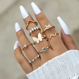 Geometric Butterfly Shape Diamond Ring Set