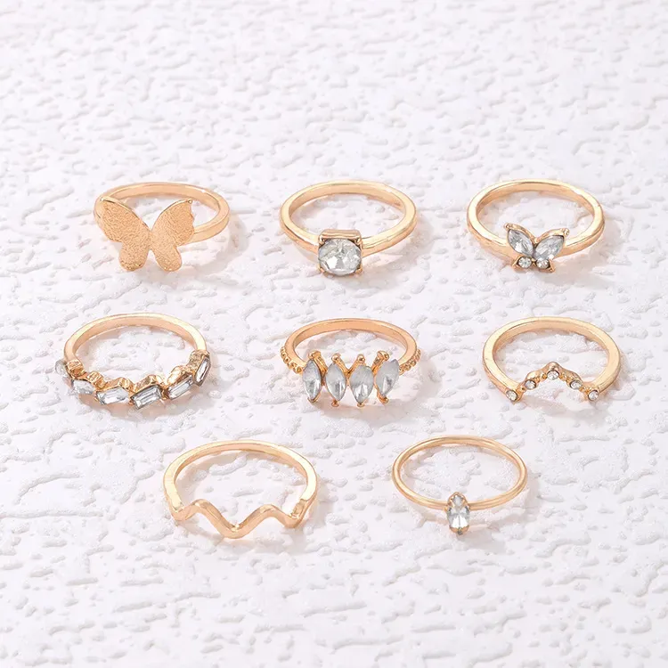 Geometric Butterfly Shape Diamond Ring Set