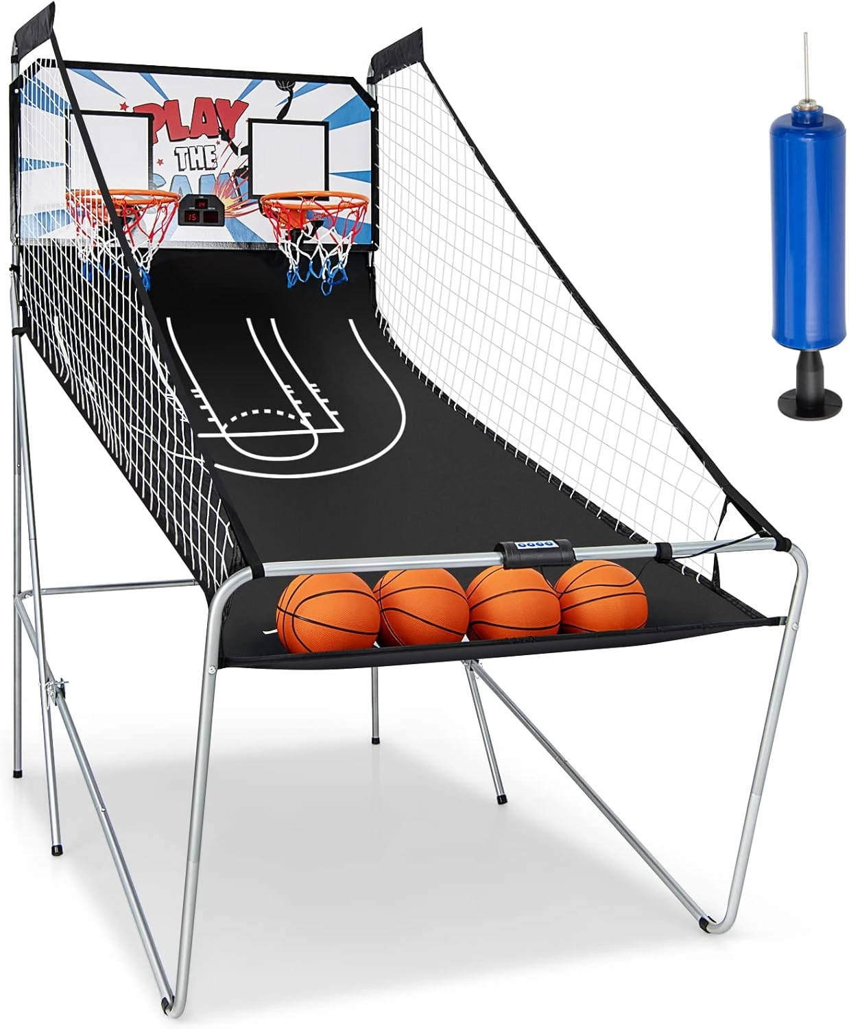 Giantex Folding Basketball Arcade Game - Electronic Hoop with 8 Game Modes, 4 Balls, 2 Hoops, Air Pump, LCD Scoreboard - For Adults & Kids
