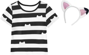 Girls Cat Dollhouse Cosplay Costume Short Sleeve Tee for Birthday Christmas