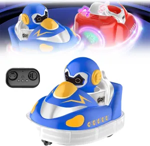Glow Crashers RC Bumper Cars, Glow Crashers Bumper Cars, with LED Lights and Music, Rechargeable Double Player Toy Cars, Interactive Two-Person Bumper Car Fun (Blue)