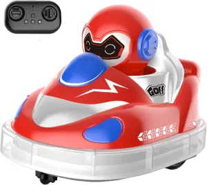 Glow Crashers RC Bumper Cars, with LED Lights and Music, Rechargeable Bumper Cars, Two-Person Interaction (Red)