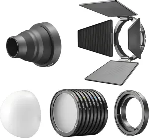 Godox Magnetic Mounting Kit for MS60Bi MS60R RS60R RS60Bi LED Lights & Round-Head Flashes V100 V1 Pro AD100 Pro, Includes Barndoors, Diffusers, Snoot, Grid & Carry Bag