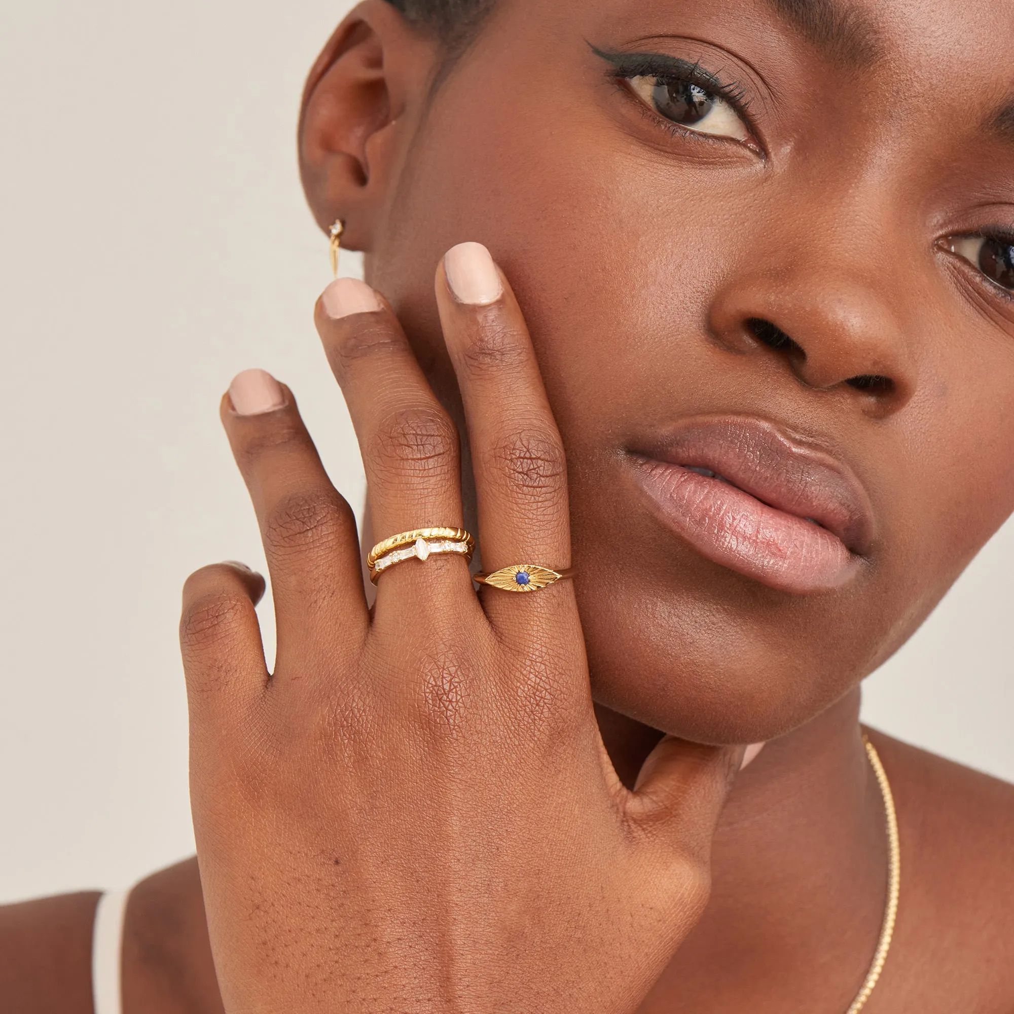 Gold Sparkle Multi Stone Band Ring