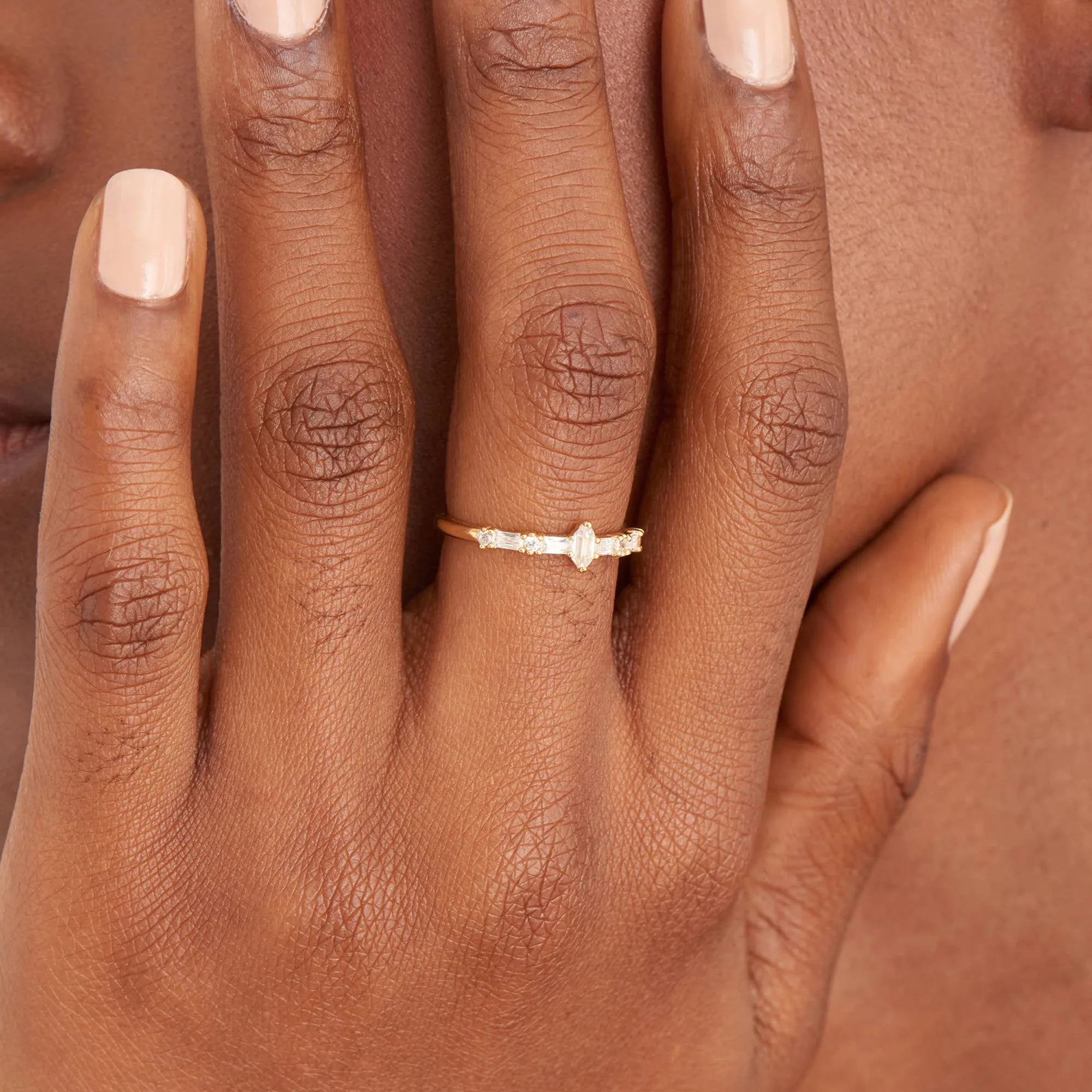 Gold Sparkle Multi Stone Band Ring