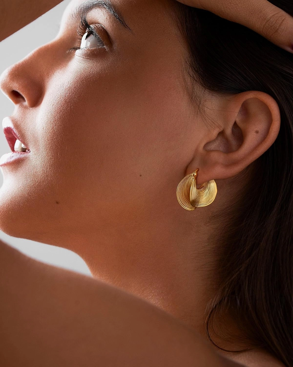Gold Dangle Earrings for Women 14K Gold Plated Statement Retro Geometric Drop Stud Earring Dainty Hypoallergenic Lightweight Earrings for Women Girls Trendy Jewelry Gifts