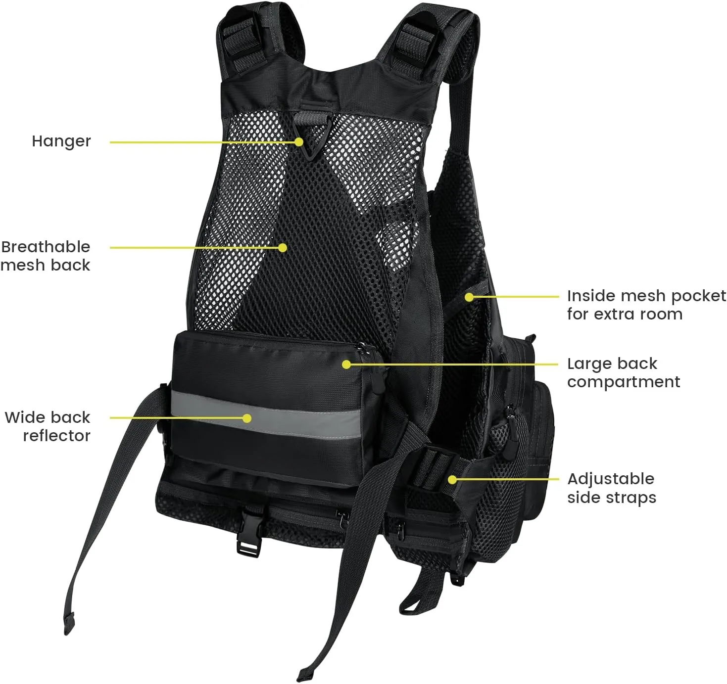 Gonex Fly Fishing Vest for Men Women, Comfortable Adjustable Fishing Vest with Multi-Pockets Reflective Stripes