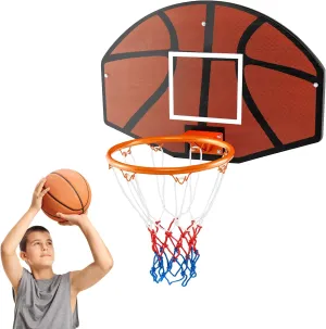 Goplus Wall Mount Basketball Hoop, 26" x 17.5" Indoor Outdoor Basketball Games w/Large Shatter-Proof Backboard, Anti-Tear Net, Door Wall Mounted Basketball Playset for Backyard Family Kids Adults