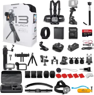GoPro HERO13 Black Creator Edition - Includes Volta (Battery Grip, Tripod, Remote), Media Mod, Light Mod, Enduro Battery - Waterproof Action Camera   64GB Card & 50 Piece Accessory Kit - Bundle