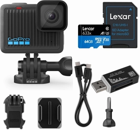 GoPro Hero - Compact Waterproof Action Camera with 4K Ultra HD Video, 12MP Photo, Touch Screen, Bundle with, 64GB microSD Card, Card Reader