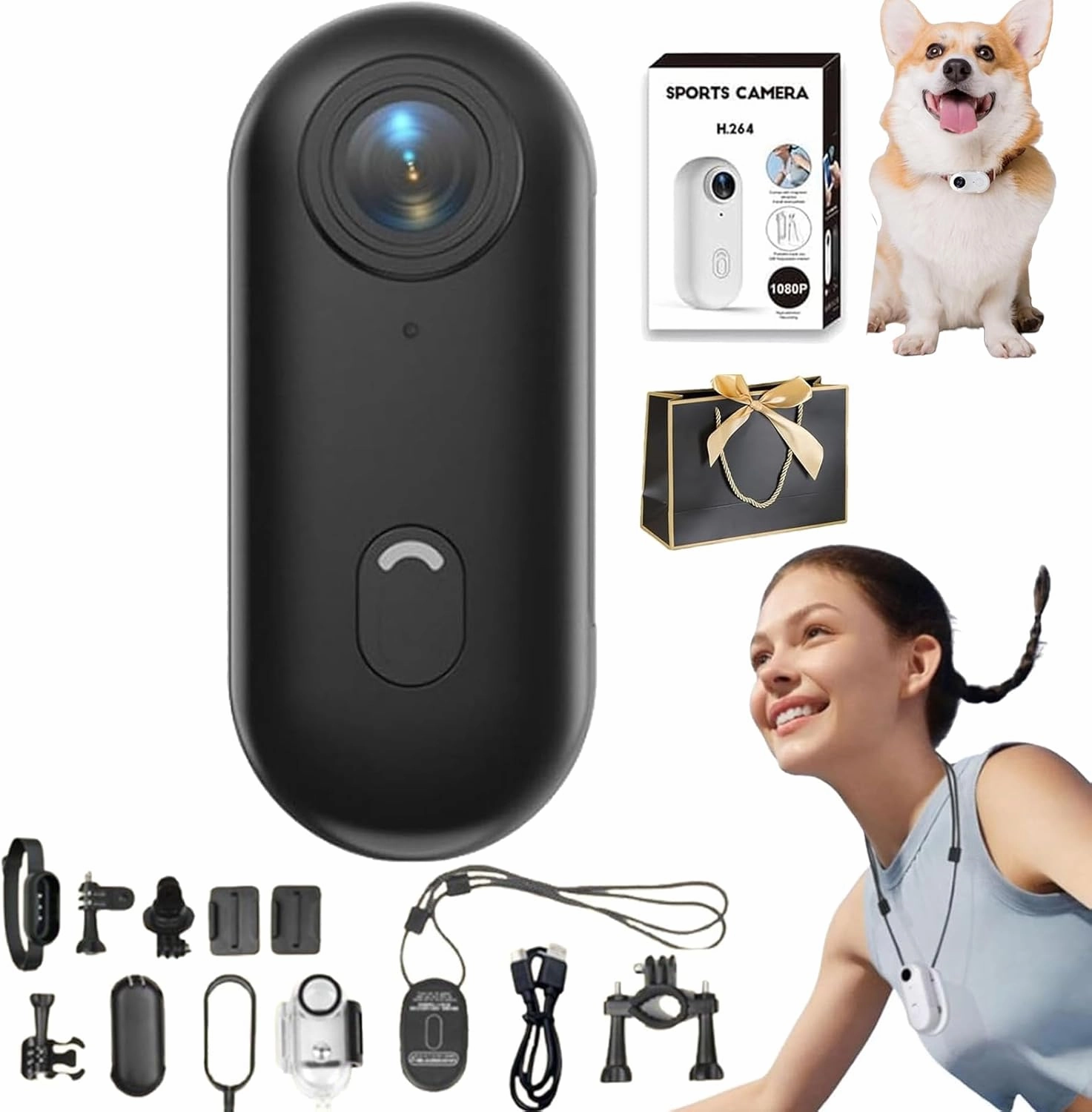 Gosnap - Go Snap Camera, Pnarma Gosnap Camera-4k Thumb Action Camera, Mini Wearable Gosnap Body Cameras with 360° Rotation Spring Clip, Mount Anywhere, Hands-Free POV Recording (Black-4K)