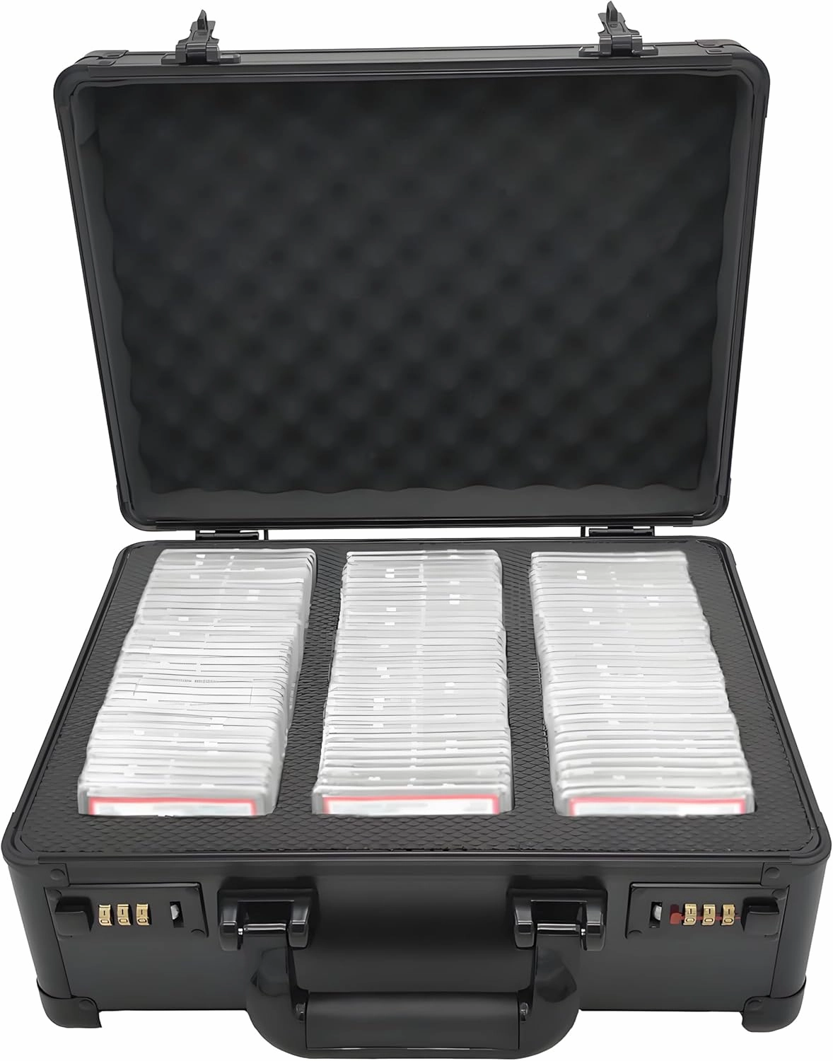 Graded Card Storage Box,Trading Card Storage Box with 3 Row,Waterproof Sports Card Case Aluminum Graded Card Case Compartments Fits PSA BGS FGS & SGC