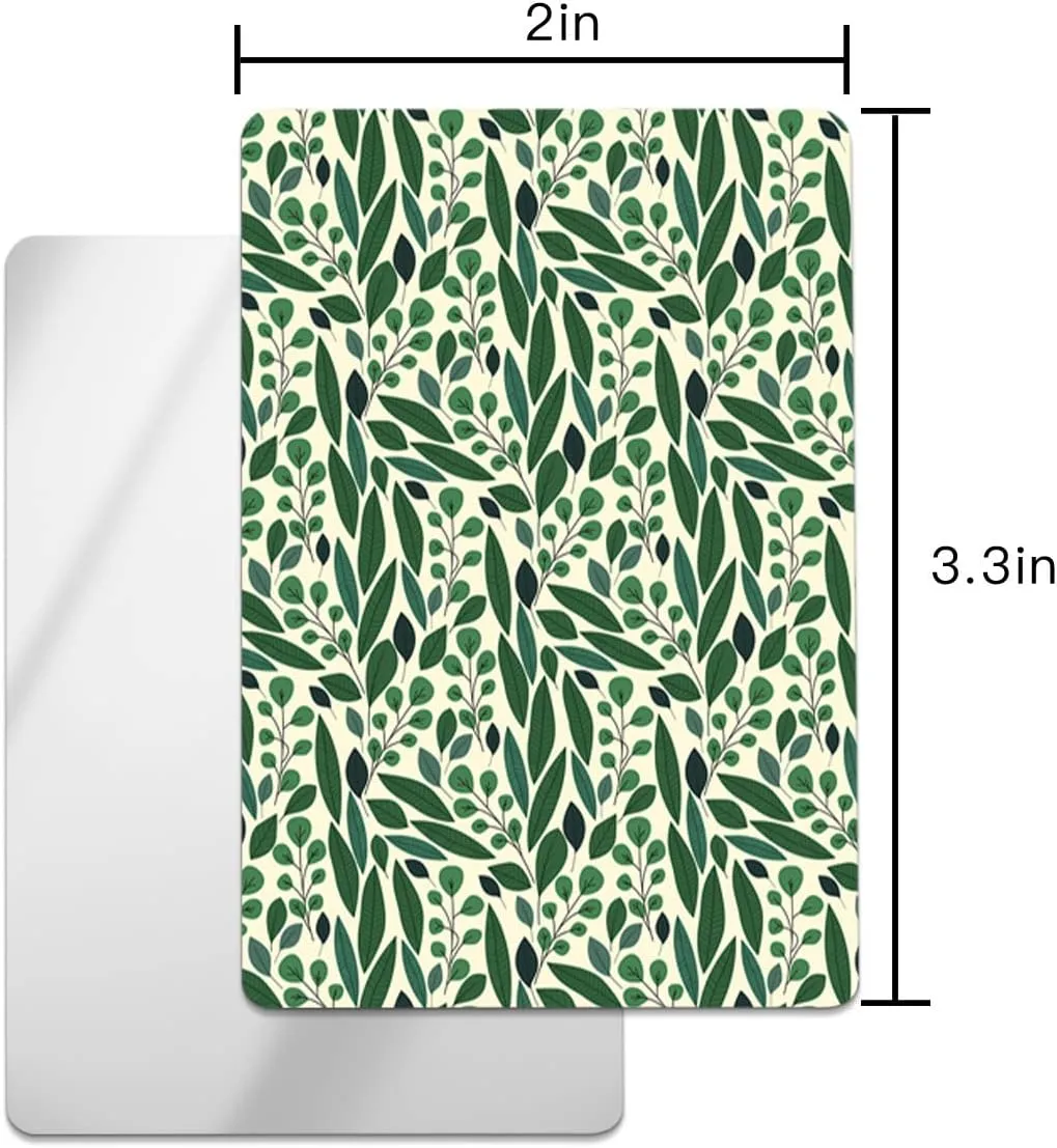 Green Small Compact Mirror for Purse, Tree Leaf Branches Botanical Summer Travel Makeup Mirror for Women Men, Rectangular Handheld Compact Pocket Mirror 1 PCS