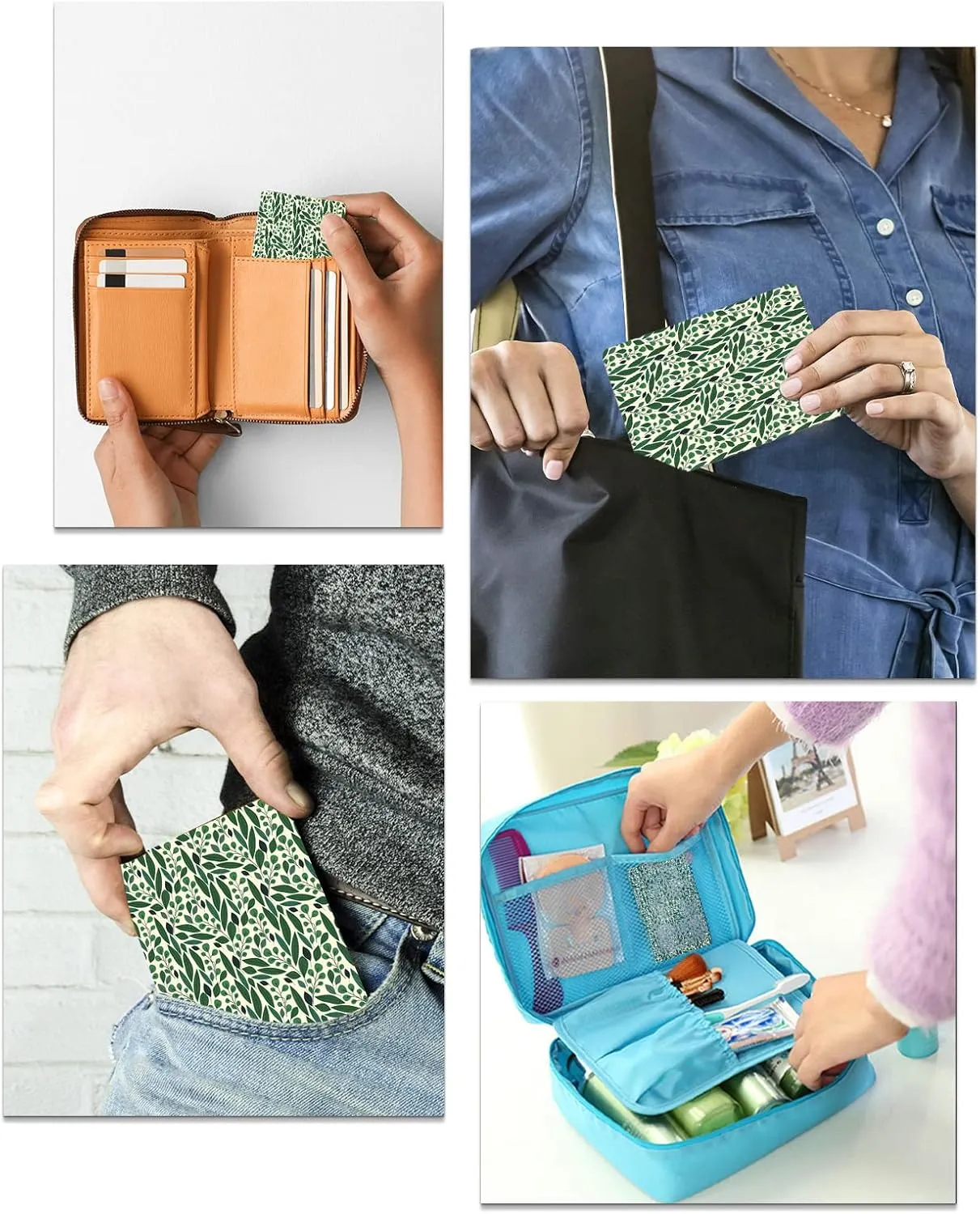 Green Small Compact Mirror for Purse, Tree Leaf Branches Botanical Summer Travel Makeup Mirror for Women Men, Rectangular Handheld Compact Pocket Mirror 1 PCS