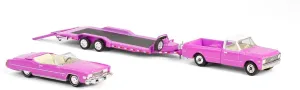 Greenlight 31180 (31180-B | 1:64 Hollywood Hitch & Tow Series 13 - Thelma & Louise - 1966 Thunderbird Convertible – Dust Covered (Top-Down) with 1967 F-250 & Enclosed Car Hauler)