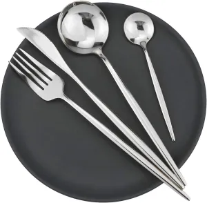 Gugrida 40-Piece Silverware Set 18/10 Stainless Steel Reusable Utensils Forks Spoons Knives Set, Mirror Polished Cutlery Flatware Set, Great for Family Gatherings & Daily Use (Service for 10, Silver)