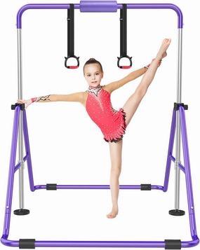 Gymnastic Bars for Kids with Adjustable Height, Folding Gymnastic Training Kip Bar, Junior Expandable Horizontal Monkey Bar for Home