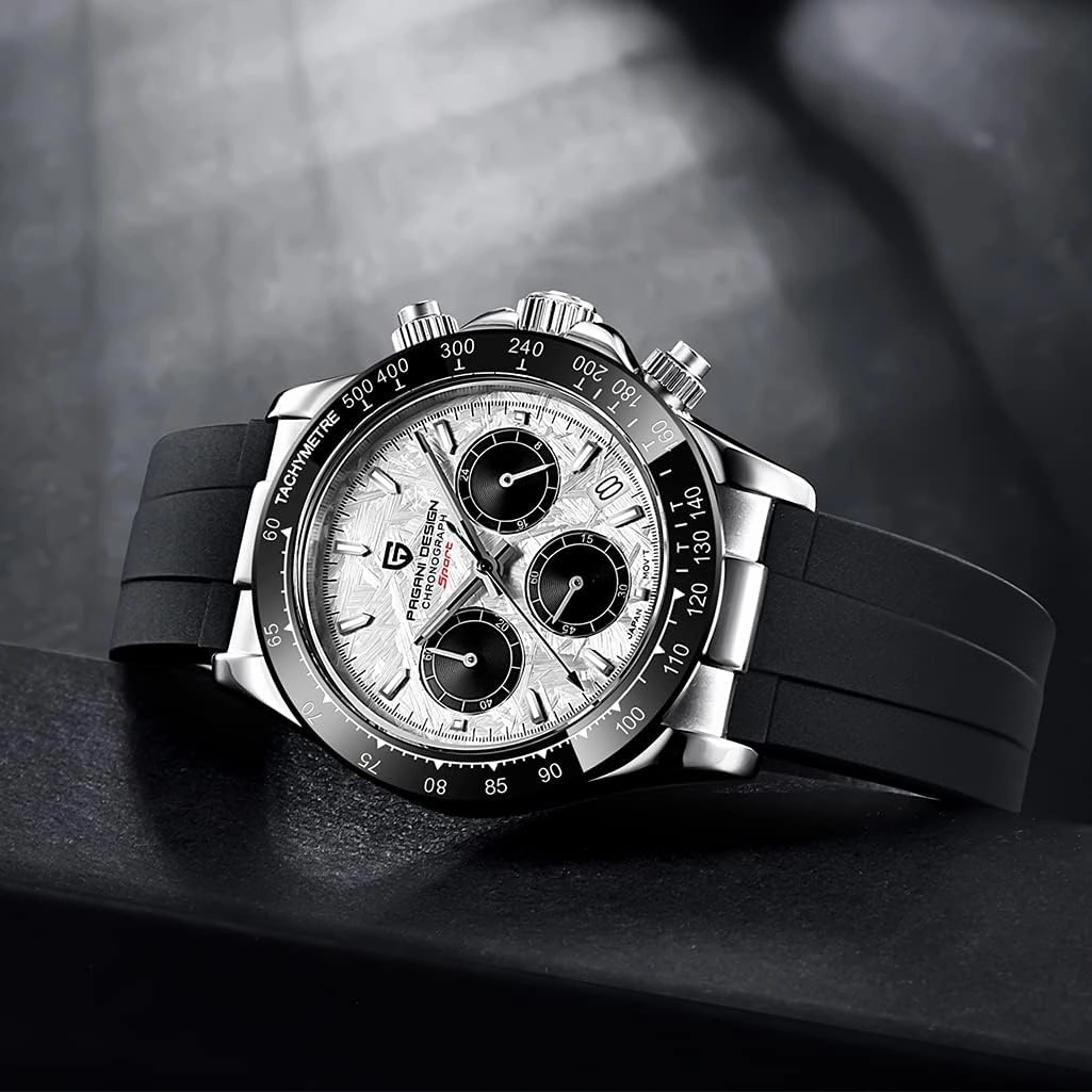 HaiQin Pagani Design Classic Men's Multifunctional Chronograph Full Stainless Steel Japanese VK63 Quartz Movement Tester 100m Waterproof Luxury Business Watch