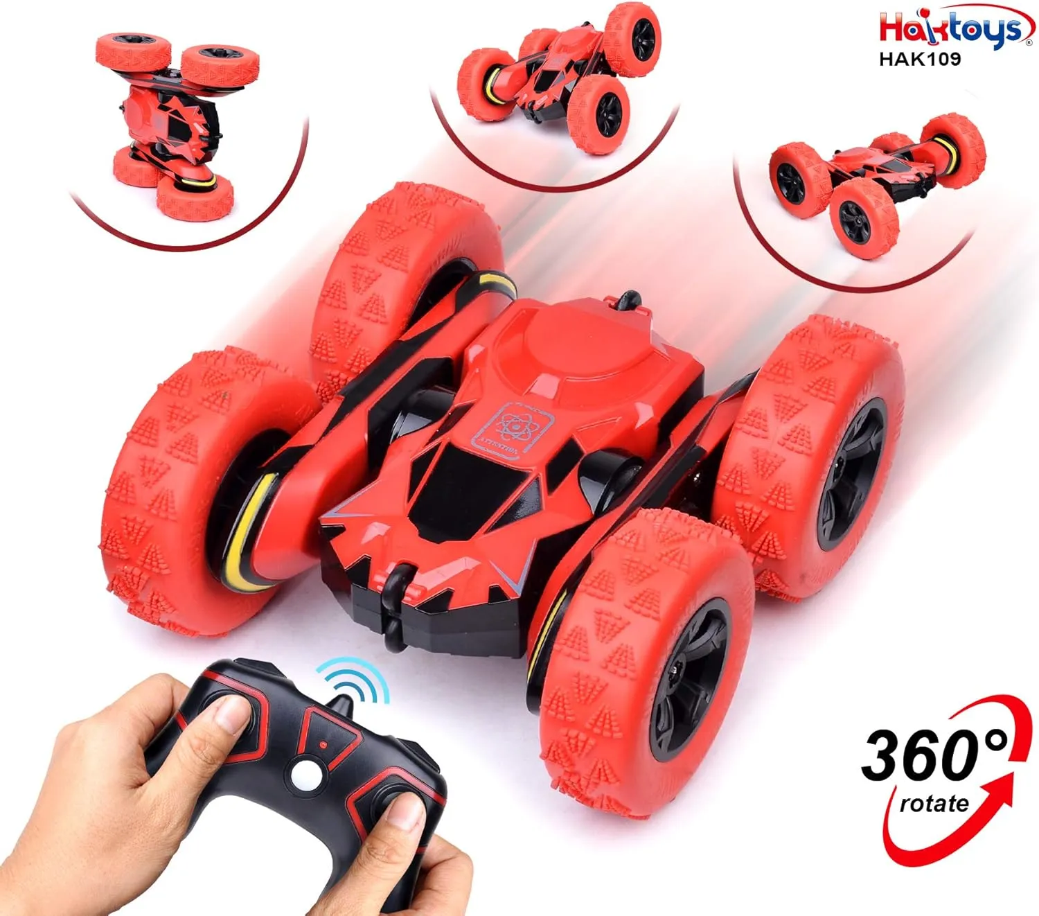 Haktoys Radio Remote Control Stunt Car 2 Sided AWD 360 Rotation RC Truck Toy Vehicle for Kids Boys and Adults - Two Players Can Play Together