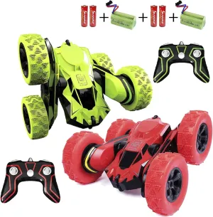 Haktoys Radio Remote Control Stunt Car 2 Sided AWD 360 Rotation RC Truck Toy Vehicle for Kids Boys and Adults - Two Players Can Play Together