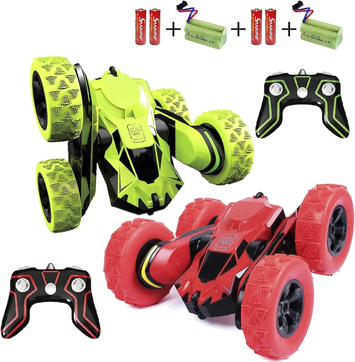 Haktoys Radio Remote Control Stunt Car 2 Sided AWD 360 Rotation RC Truck Toy Vehicle for Kids Boys and Adults - Two Players Can Play Together
