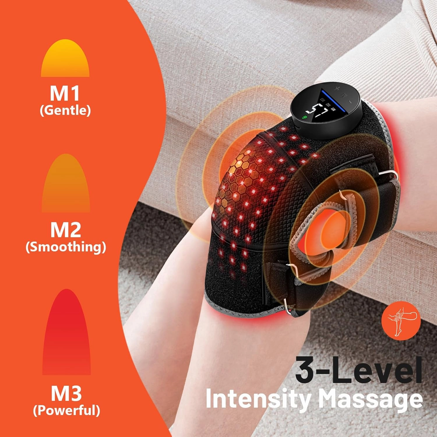 HALIDODO Red Light Therapy & Vibration Massage Knee Brace - Wireless Rechargeable Controller, 660nm&850nm Red Light Therapy Heated Device for Knee/Joint/Elbow/Shoulder Pain Relief, Faster Recovery