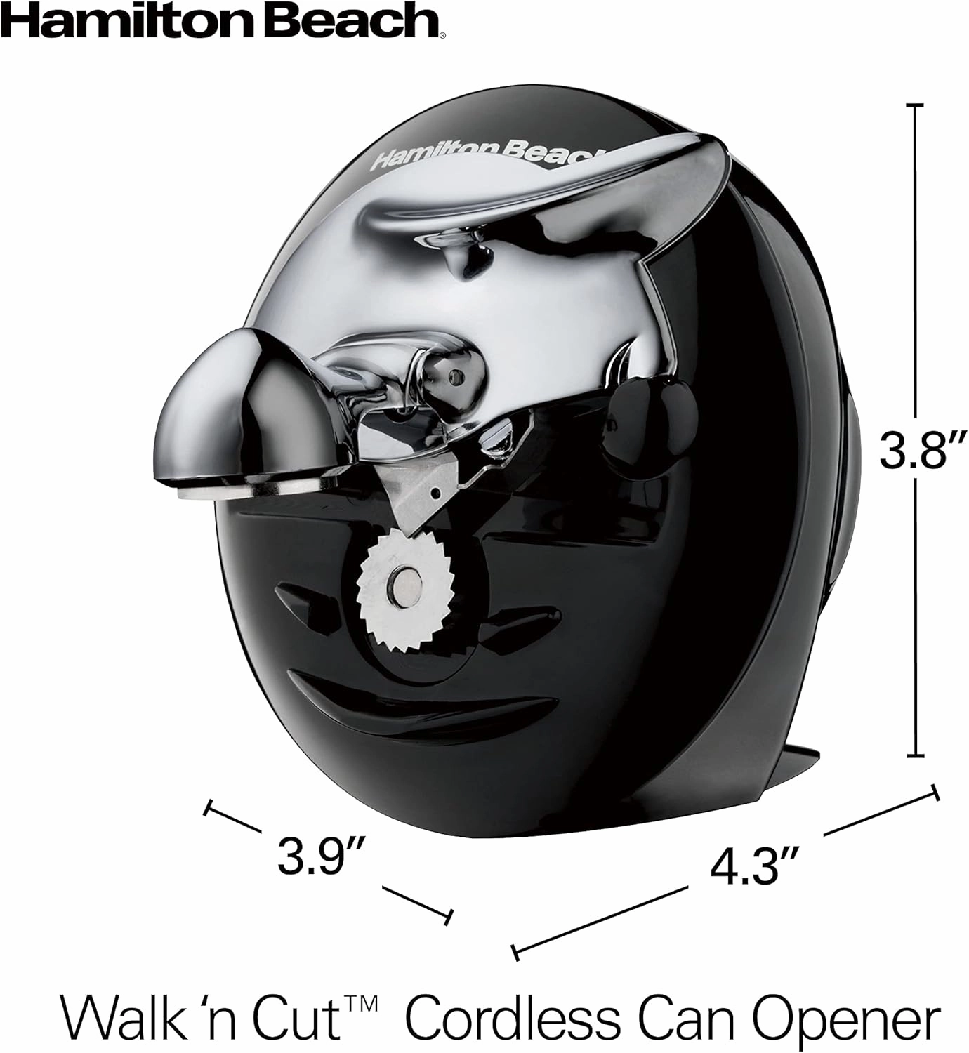 Hamilton Beach Walk 'n Cut Electric Can Opener for Kitchen, Use On Any Size, Automatic and Hand-Free, Cordless & Rechargeable, Easy Clean Removable Blade, Black (76501G)