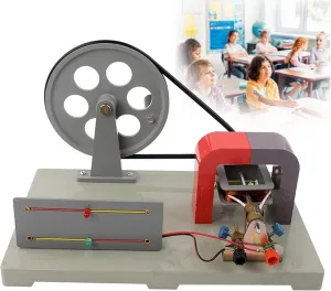 Hand Cranked AC and DC Generator Model, School DIY Dynamo Lantern Educational Generator Model, Motor Activity Teaching Model, Physics Teaching Instrument-Plastic Base.