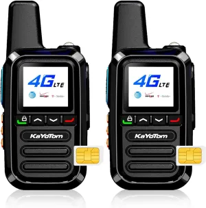 Handheld radios Unlimited Range Global walkie-Talkie 4G PoC one-Touch PTT Long Range walkie talkies 5000 Miles for Outdoor Sports, Logistics or Event Management. (2 Units with SIM Card)