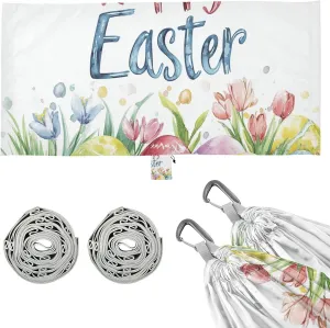 Happy Easter Bunny Watercolor Eggs Outdoor Hammocks with Tree Straps Backyard Hammock for Outside Patio Backyard Poolside