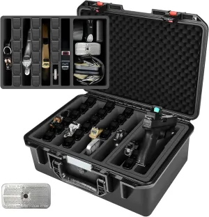 Hard Gun Case for Handgun & Pistol: TAS Approved Holds 6 Handguns & 22 Magazines | Hard Shell Firearm Case for Air Travel | Waterproof Pistol Box with Custom Foam Interior | Large Capacity Gun Storage