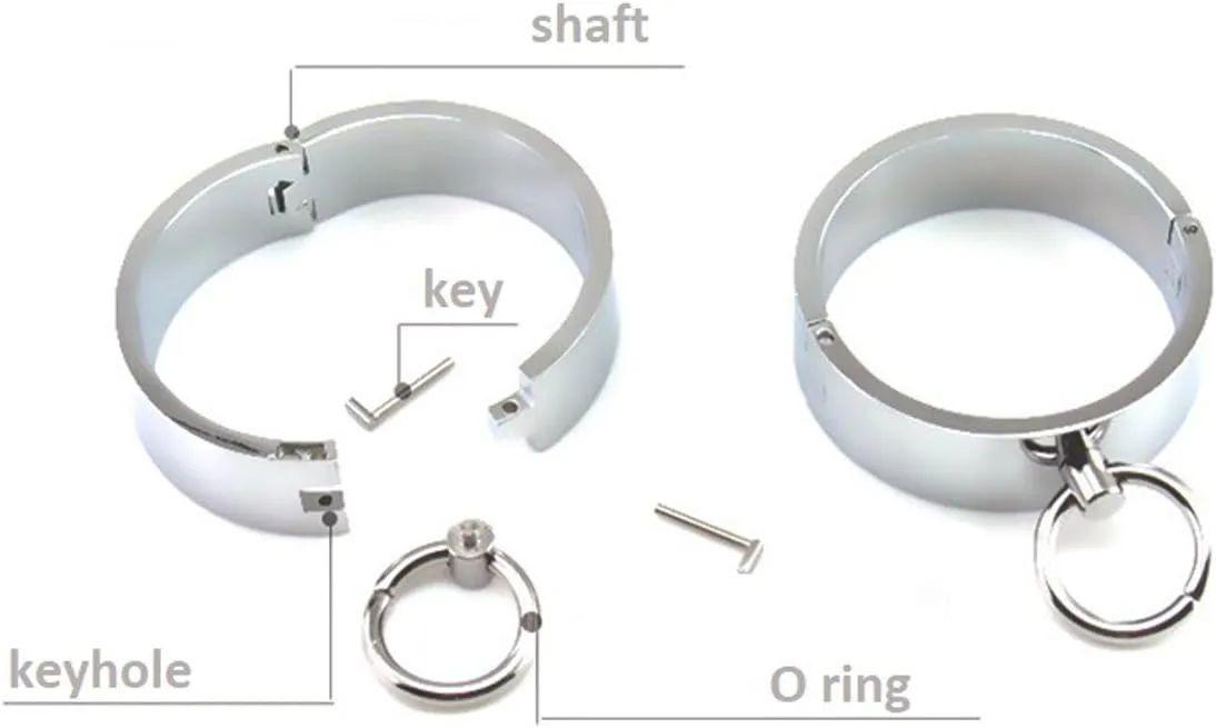 Hardcore Metal Cuffs - Lockable Punk Wristband, Simple Handcuffs with O Ring, A Pair