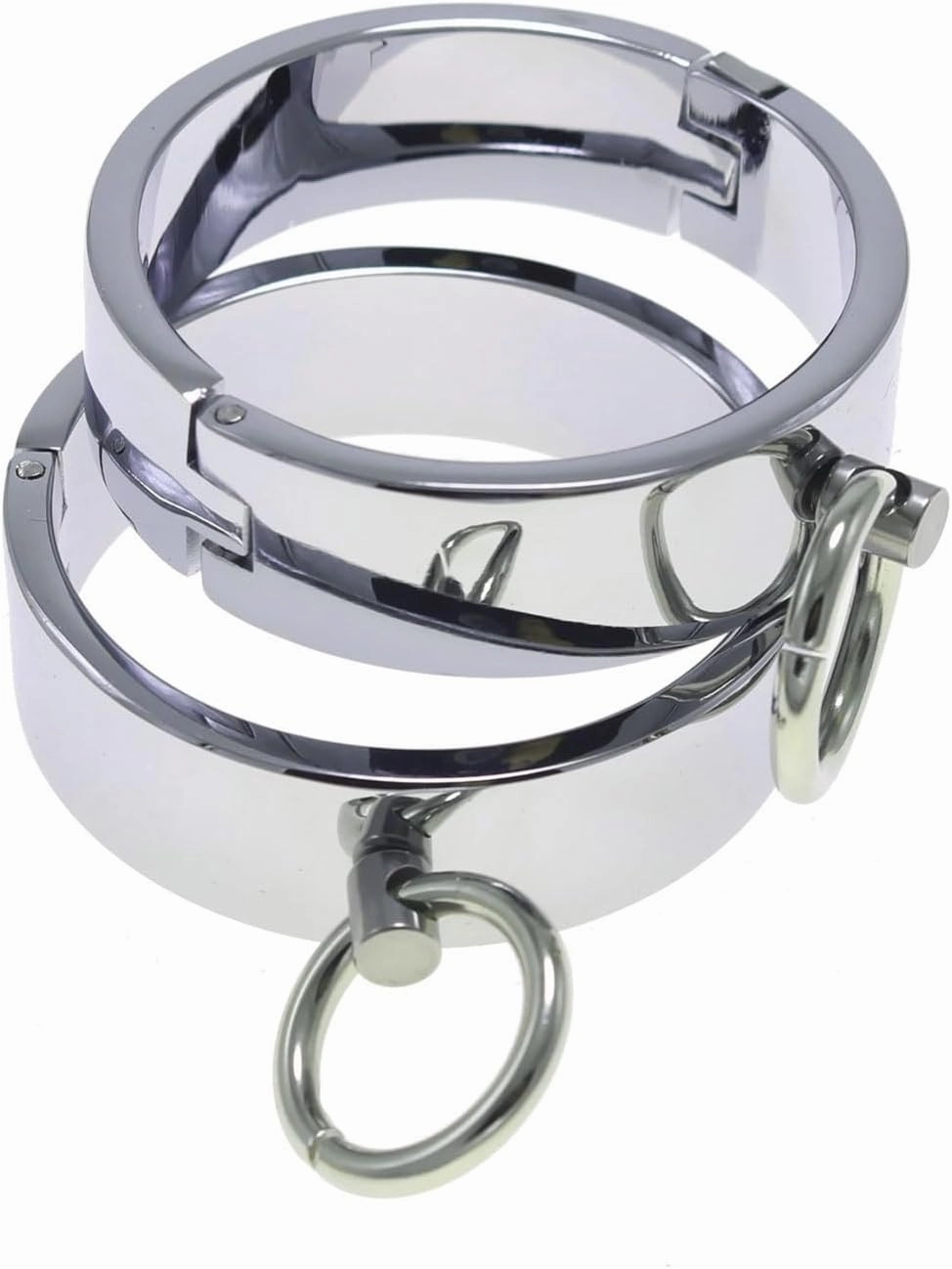 Hardcore Metal Cuffs - Lockable Punk Wristband, Simple Handcuffs with O Ring, A Pair