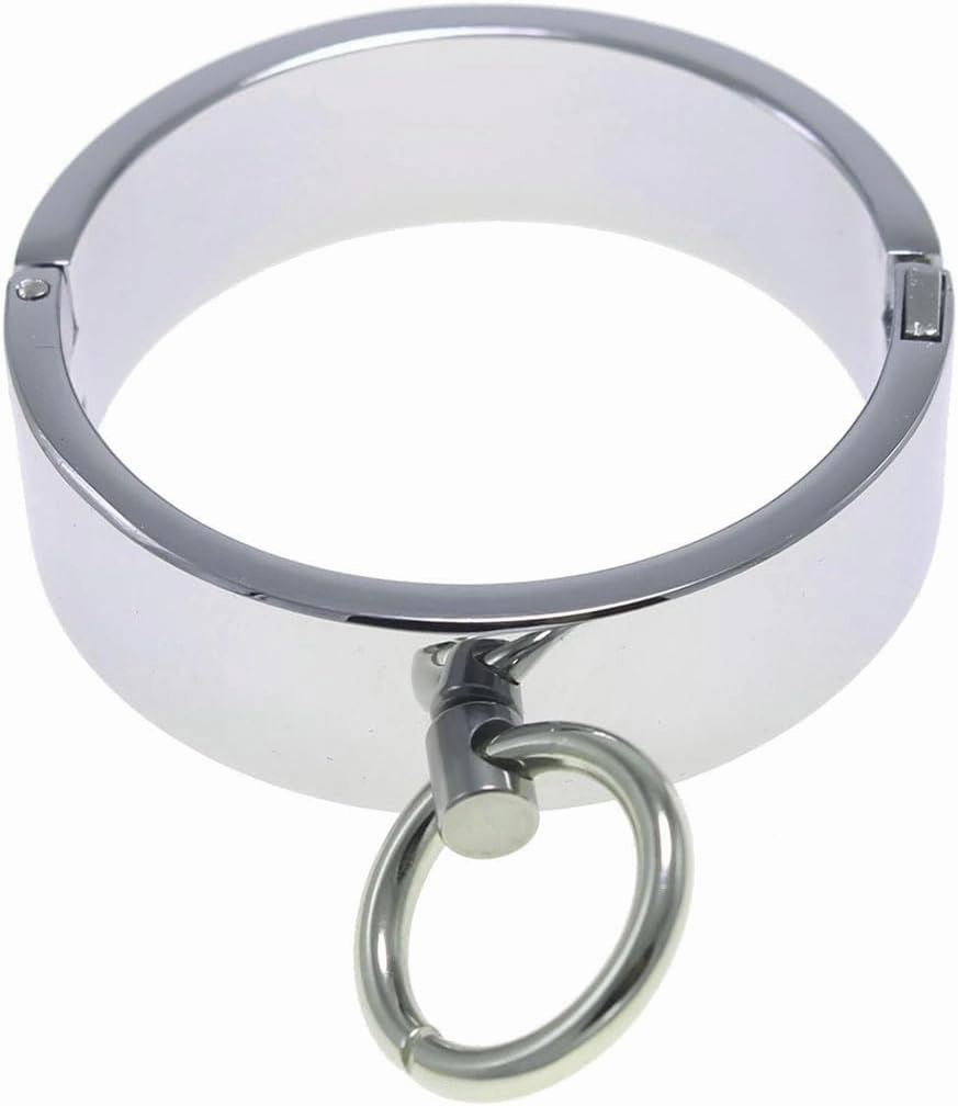 Hardcore Metal Cuffs - Lockable Punk Wristband, Simple Handcuffs with O Ring, A Pair
