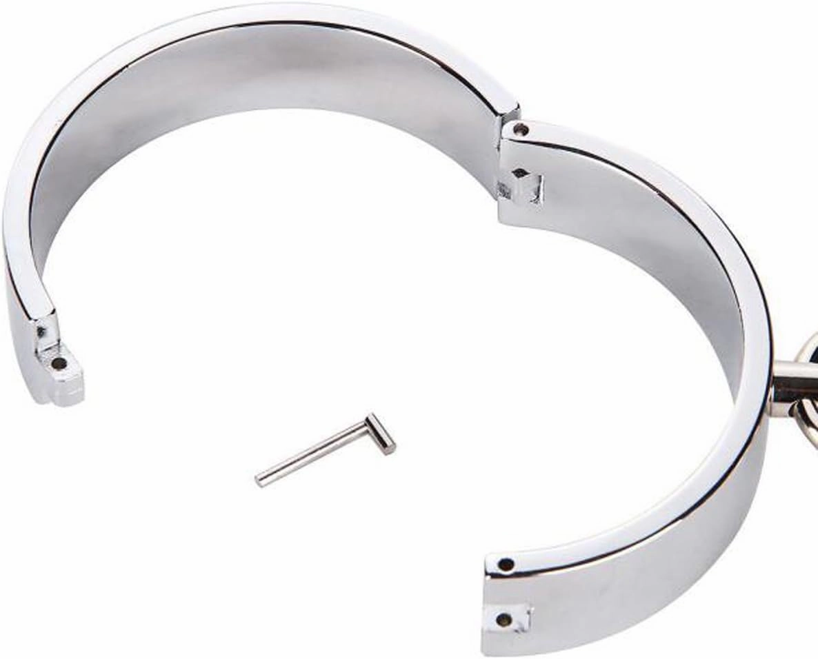 Hardcore Metal Cuffs - Lockable Punk Wristband, Simple Handcuffs with O Ring, A Pair