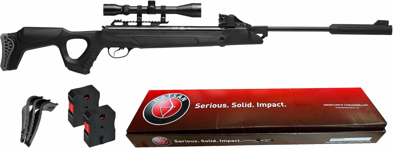 Hatsan SpeedFire (Magnum 1250) Air Rifle, Black with Included Wearable4U Paper Targets and Pellets Bundle