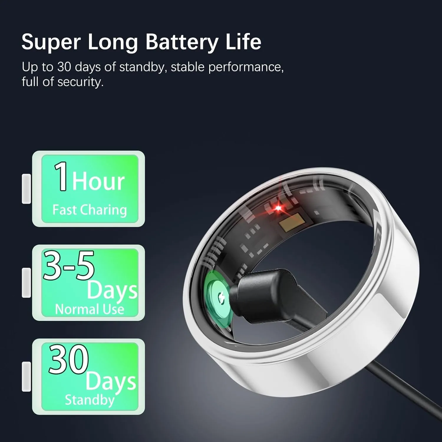 Health Rings for Women Men, Fitness Tracker with Heart Rate,Blood Oxygen, Blood Pressure, Sleep Tracker, Step Tracker, No Subscription Fee, IP68 Waterproof Smart Ring for iphone & Android (Silver 12#)