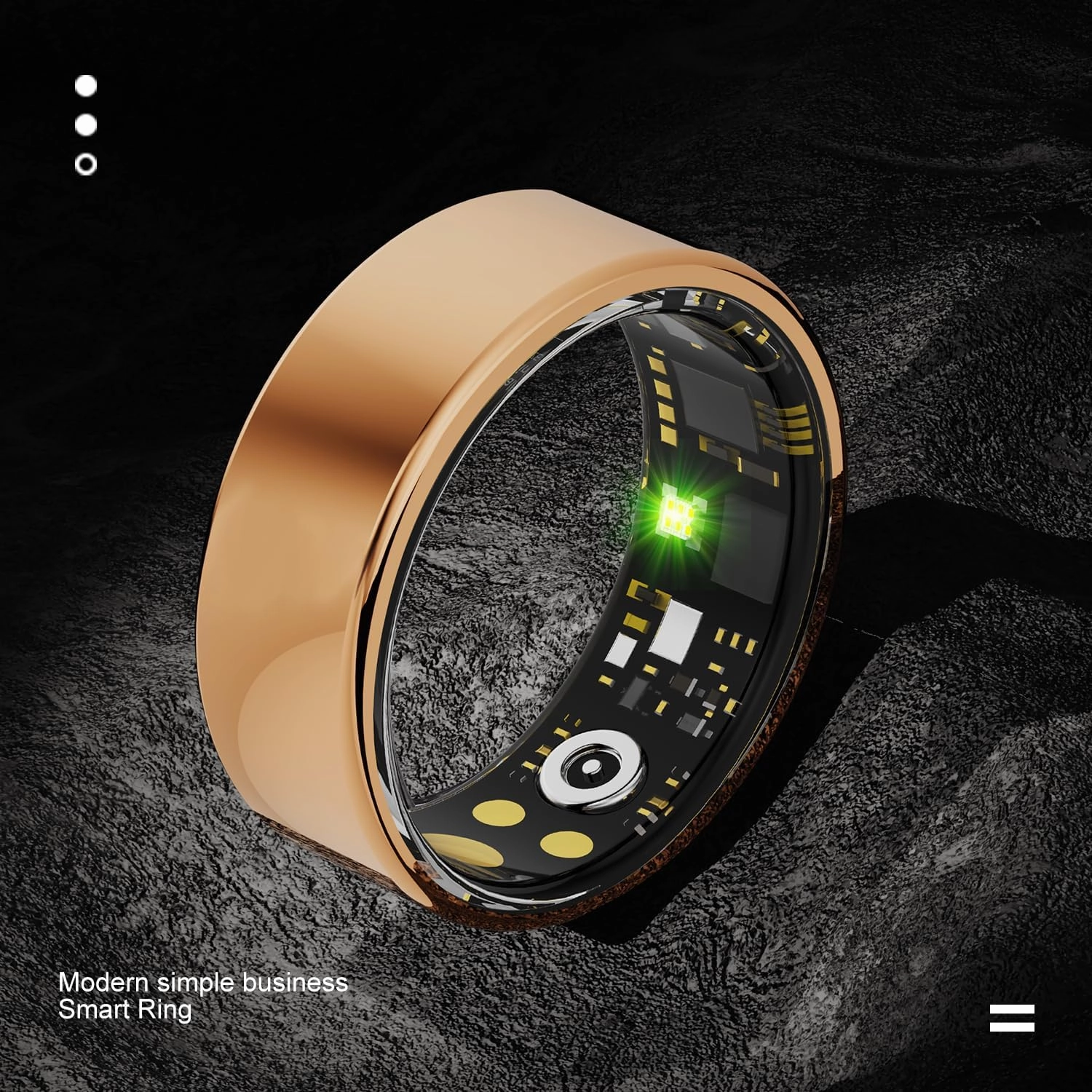 Health Rings for Women Men, Fitness Tracker with Heart Rate,Blood Oxygen, Blood Pressure, Sleep/Step Tracker, IP68 Waterproof Smart Ring for iPhone & Android (Gold, 9#)