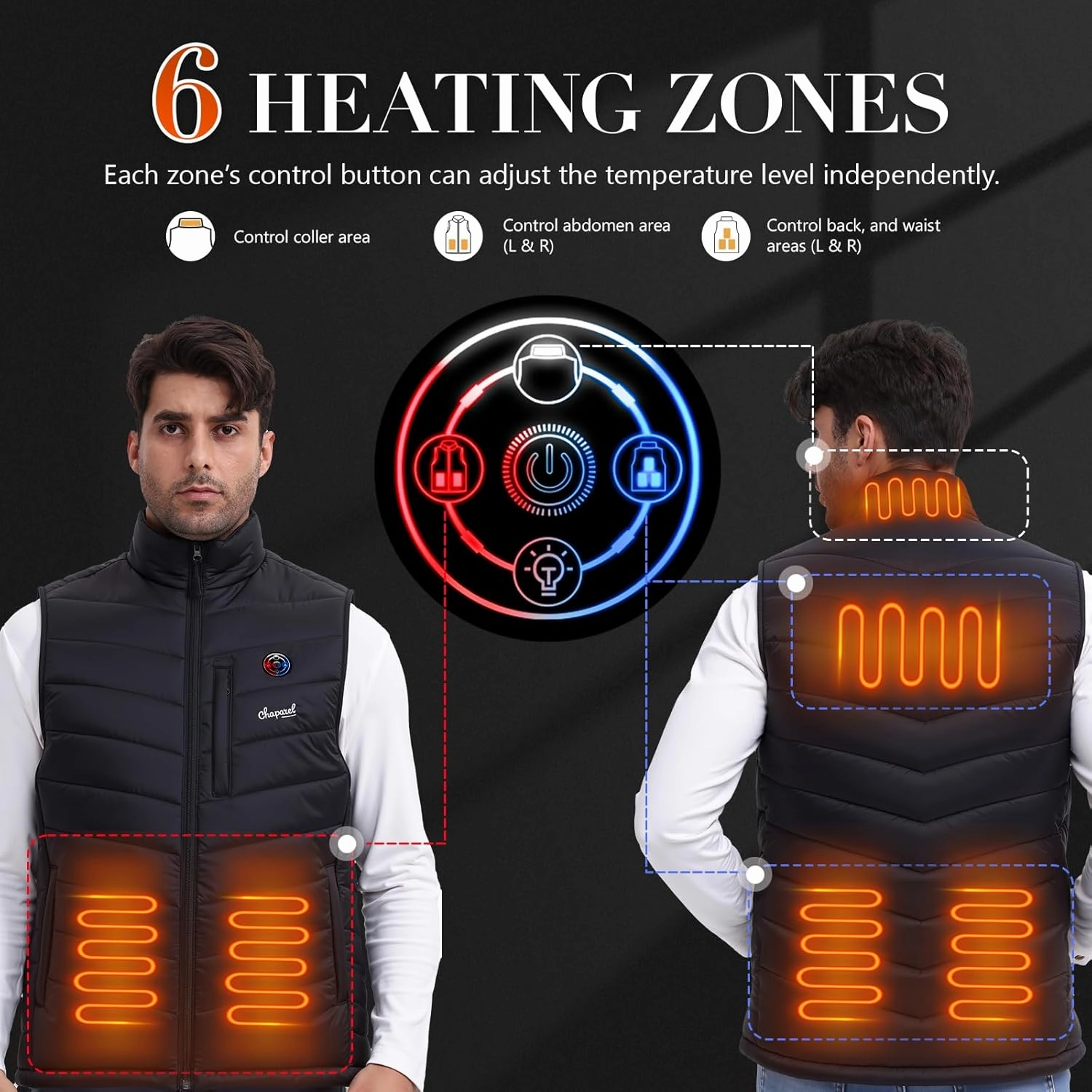 Heated Vest for Men with Battery Pack Included, 7.4V Smart Lightweight Mens Heated Vest Electric Heated Huning Vest