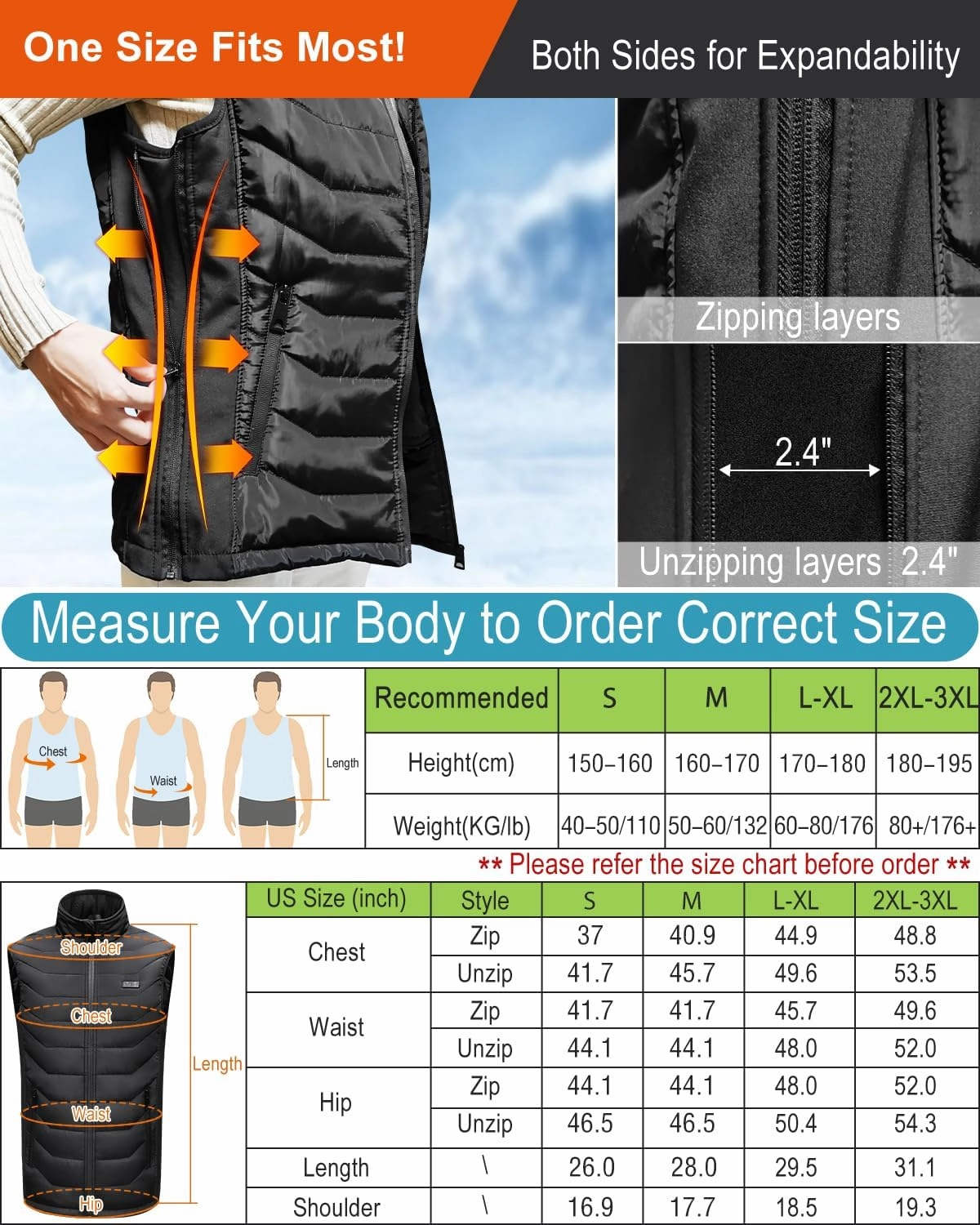 Heated Vest for Women & Men - Electric Rechargeable Warming Vest