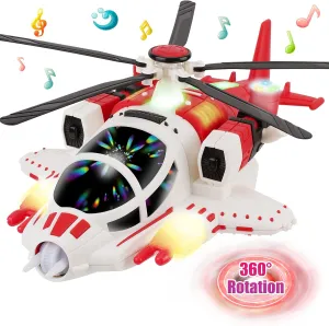 Helicopter Toy for Toddlers, Airplane Helicopter Toy for Kids, Boy Toy with Voice&Light Function, 360°Freedom&Automatic Obstacle Avoidance Airplane Toy for Kids 3  (Red)