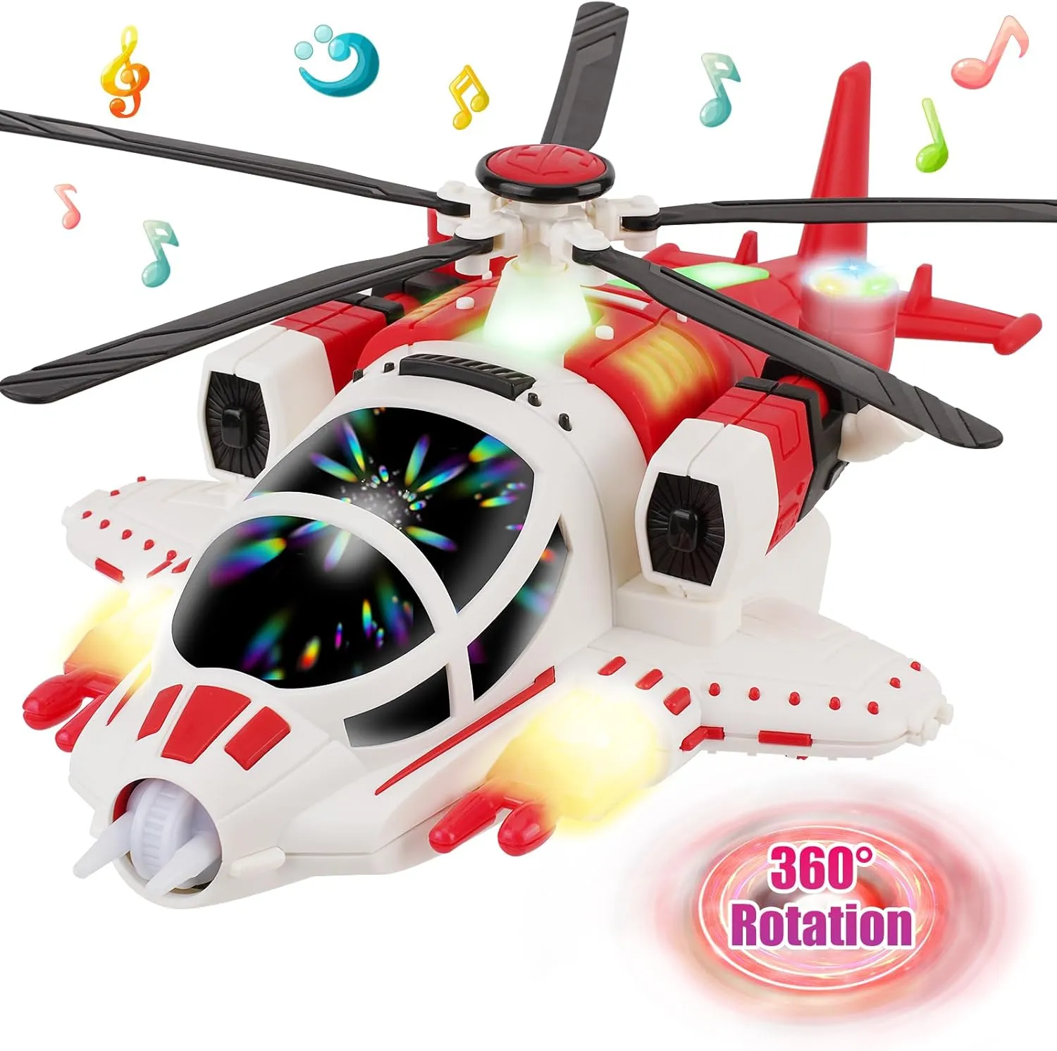 Helicopter Toy for Toddlers, Airplane Helicopter Toy for Kids, Boy Toy with Voice&Light Function, 360°Freedom&Automatic Obstacle Avoidance Airplane Toy for Kids 3  (Red)