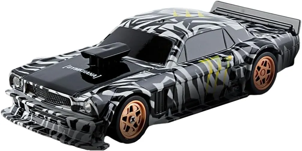 HERR RC Electric Mini Racing Drift Car Model 1:43 Scale 2.4G Full Scale Linkage Light Set Max Speed 15km/h Indoor Mini RC Toys (Gyroscope RTR Version, Black and White)