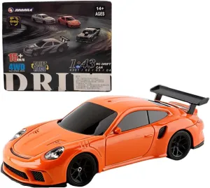 HERR RC Electric Mini Racing Drift Car Model 1:43 Scale 2.4G Full Scale Linkage Light Set Max Speed 15km/h Indoor Mini RC Toys (Gyroscope RTR Version, Orange)