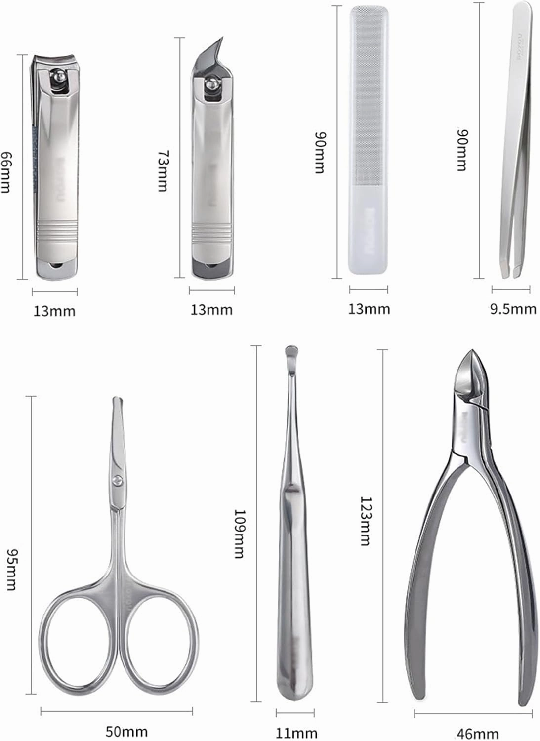 HEXEH Nail Clippers Kit Portable Nail Clipper Set, 7 Pieces Pedicure Grooming Kit for Men Women, Sharp Finger&Toe Nail Tool, Personal Care Manicure Kit with Leather Case Manicure Set (Color : Pink)