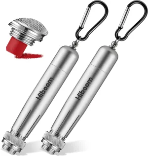 Hiboom 2 Pack Heavy Duty Crayon Holder with Spring D Rings Buckle, Industrial Lumber Crayon Adjustable Metal Holder for 1/2" Round or Hexagonal Crayons, Ferro Rods, or Large Chalk (Silver)