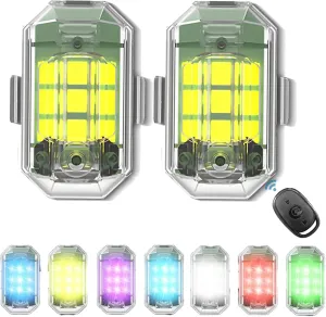 High Brightness Wireless LED Strobe Light - 7 Colors USB Charing Waterproof LED Strobe Lights with Remote Control for Car, Bike (2 Set)